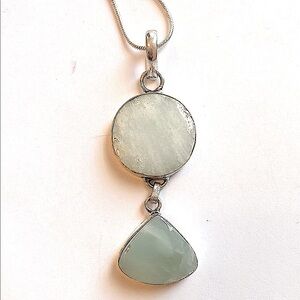 Beautiful, 2 stone, 2 inch, Hemimorphite pendant on silver chain
